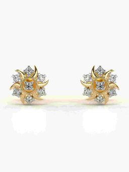 Valanova - Sterling Silver Plated with Yellow Gold and Certified Lab Grown Diamond 0.14 Cts Earrings