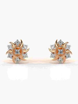 Valanova - Sterling Silver Plated with Rose Gold and Certified Lab Grown Diamond 0.14 Cts Earrings