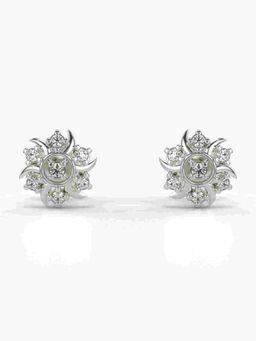 Valanova - Sterling Silver Plated with White Gold and Certified Lab Grown Diamond 0.14 Cts Earrings