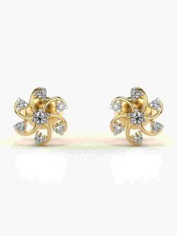 Valanova - Sterling Silver Plated with Yellow Gold and Certified Lab Grown Diamond 0.13 Cts Earrings