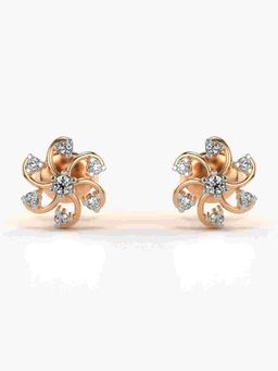 Valanova - Sterling Silver Plated with Rose Gold and Certified Lab Grown Diamond 0.13 Cts Earrings