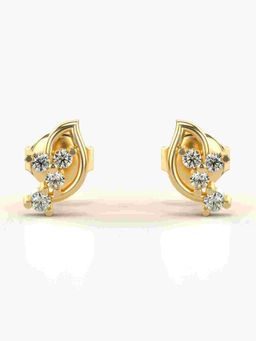 Valanova - Sterling Silver Plated with Yellow Gold and Certified Lab Grown Diamond 0.17 Cts Earrings