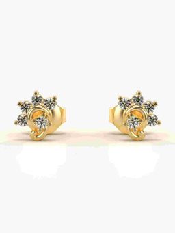 Valanova - Sterling Silver Plated with Yellow Gold and Certified Lab Grown Diamond 0.20 Cts Earrings