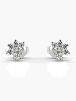 Valanova - Sterling Silver Plated with White Gold and Certified Lab Grown Diamond 0.20 Cts Earrings
