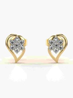 Valanova - Sterling Silver Plated with Yellow Gold and Certified Lab Grown Diamond 0.20 Cts Earrings