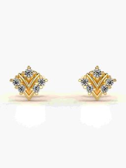 Valanova - Sterling Silver Plated with Yellow Gold and Certified Lab Grown Diamond 0.20 Cts Earrings
