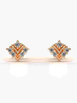 Valanova - Sterling Silver Plated with Rose Gold and Certified Lab Grown Diamond 0.20 Cts Earrings