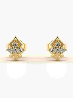 Valanova - Sterling Silver Plated with Yellow Gold and Certified Lab Grown Diamond 0.11 Cts Earrings