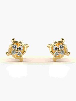 Valanova - Sterling Silver Plated with Yellow Gold and Certified Lab Grown Diamond 0.18 Cts Earrings