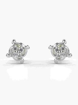 Valanova - Sterling Silver Plated with White Gold and Certified Lab Grown Diamond 0.18 Cts Earrings
