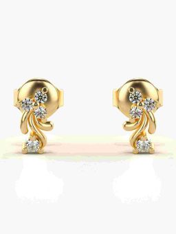 Valanova - Sterling Silver Plated with Yellow Gold and Certified Lab Grown Diamond 0.13 Cts Earrings