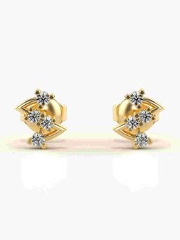 Valanova - Sterling Silver Plated with Yellow Gold and Certified Lab Grown Diamond 0.16 Cts Earrings