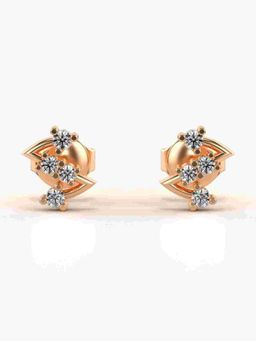 Valanova - Sterling Silver Plated with Rose Gold and Certified Lab Grown Diamond 0.16 Cts Earrings