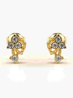 Valanova - Sterling Silver Plated with Yellow Gold and Certified Lab Grown Diamond 0.18 Cts Earrings