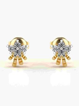 Valanova - Sterling Silver Plated with Yellow Gold and Certified Lab Grown Diamond 0.24 Cts Earrings