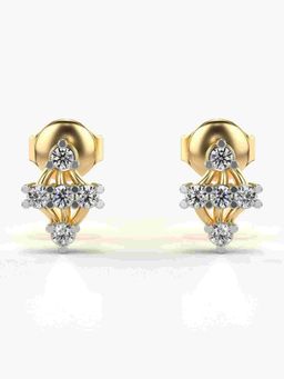 Valanova - Sterling Silver Plated with Yellow Gold and Certified Lab Grown Diamond 0.22 Cts Earrings