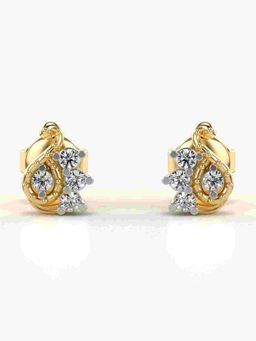 Valanova - Sterling Silver Plated with Yellow Gold and Certified Lab Grown Diamond 0.18 Cts Earrings