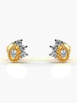 Valanova - Sterling Silver Plated with Yellow Gold and Certified Lab Grown Diamond 0.18 Cts Earrings