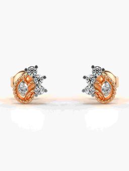 Valanova - Sterling Silver Plated with Rose Gold and Certified Lab Grown Diamond 0.18 Cts Earrings