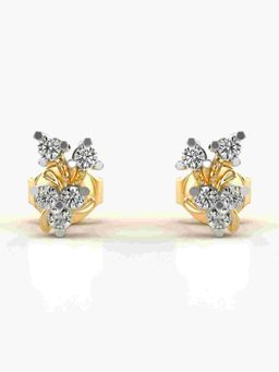Valanova - Sterling Silver Plated with Yellow Gold and Certified Lab Grown Diamond 0.22 Cts Earrings