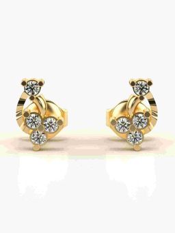Valanova - Sterling Silver Plated with Yellow Gold and Certified Lab Grown Diamond 0.18 Cts Earrings