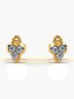 Valanova - Sterling Silver Plated with Yellow Gold and Certified Lab Grown Diamond 0.13 Cts Earrings
