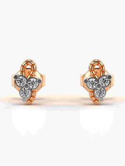 Valanova - Sterling Silver Plated with Rose Gold and Certified Lab Grown Diamond 0.13 Cts Earrings