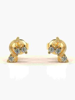 Valanova - Sterling Silver Plated with Yellow Gold and Certified Lab Grown Diamond 0.13 Cts Earrings