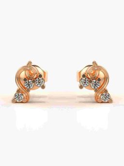 Valanova - Sterling Silver Plated with Rose Gold and Certified Lab Grown Diamond 0.13 Cts Earrings