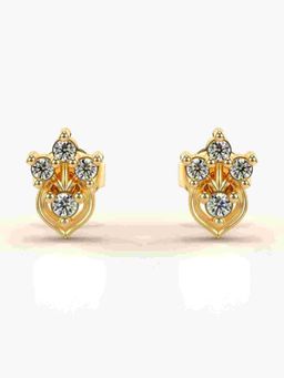 Valanova - Sterling Silver Plated with Yellow Gold and Certified Lab Grown Diamond 0.19 Cts Earrings