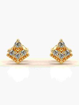 Valanova - Sterling Silver Plated with Yellow Gold and Certified Lab Grown Diamond 0.18 Cts Earrings