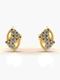 Valanova - Sterling Silver Plated with Yellow Gold and Certified Lab Grown Diamond 0.24 Cts Earrings