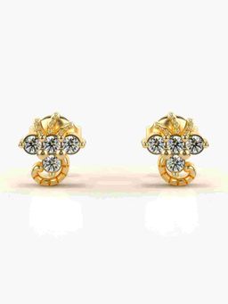 Valanova - Sterling Silver Plated with Yellow Gold and Certified Lab Grown Diamond 0.24 Cts Earrings