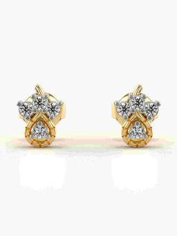 Valanova - Sterling Silver Plated with Yellow Gold and Certified Lab Grown Diamond 0.18 Cts Earrings
