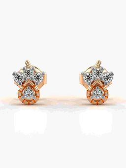 Valanova - Sterling Silver Plated with Rose Gold and Certified Lab Grown Diamond 0.18 Cts Earrings
