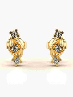 Valanova - Sterling Silver Plated with Yellow Gold and Certified Lab Grown Diamond 0.13 Cts Earrings