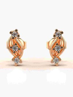 Valanova - Sterling Silver Plated with Rose Gold and Certified Lab Grown Diamond 0.13 Cts Earrings