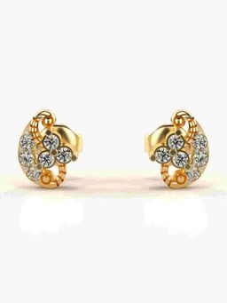 Valanova - Sterling Silver Plated with Yellow Gold and Certified Lab Grown Diamond 0.26 Cts Earrings