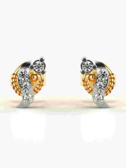 Valanova - Sterling Silver Plated with Yellow Gold and Certified Lab Grown Diamond 0.18 Cts Earrings