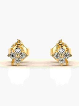 Valanova - Sterling Silver Plated with Yellow Gold and Certified Lab Grown Diamond 0.18 Cts Earrings