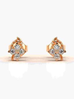 Valanova - Sterling Silver Plated with Rose Gold and Certified Lab Grown Diamond 0.18 Cts Earrings