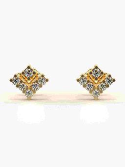 Valanova - Sterling Silver Plated with Yellow Gold and Certified Lab Grown Diamond 0.28 Cts Earrings