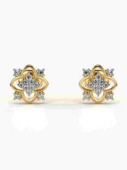 Valanova - Sterling Silver Plated with Yellow Gold and Certified Lab Grown Diamond 0.14 Cts Earrings