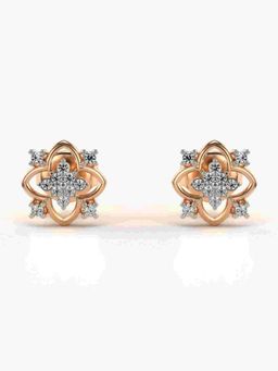 Valanova - Sterling Silver Plated with Rose Gold and Certified Lab Grown Diamond 0.14 Cts Earrings
