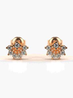 Valanova - Sterling Silver Plated with Rose Gold and Certified Lab Grown Diamond 0.32 Cts Earrings