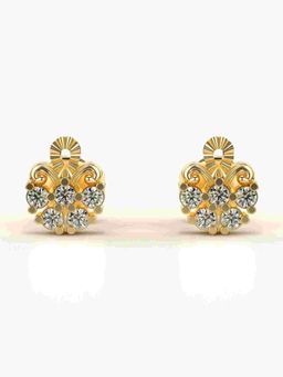 Valanova - Sterling Silver Plated with Yellow Gold and Certified Lab Grown Diamond 0.22 Cts Earrings