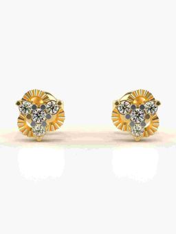 Valanova - Sterling Silver Plated with Yellow Gold and Certified Lab Grown Diamond 0.19 Cts Earrings