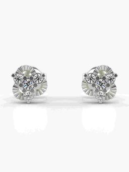 Valanova - Sterling Silver Plated with White Gold and Certified Lab Grown Diamond 0.19 Cts Earrings