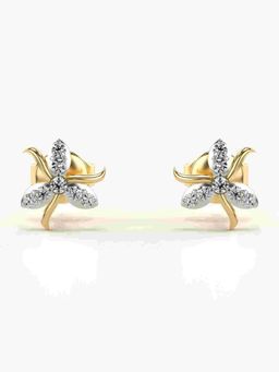 Valanova - Sterling Silver Plated with Yellow Gold and Certified Lab Grown Diamond 0.14 Cts Earrings