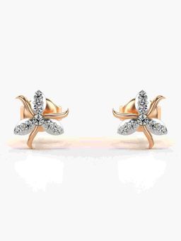 Valanova - Sterling Silver Plated with Rose Gold and Certified Lab Grown Diamond 0.14 Cts Earrings